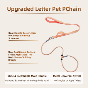 Dual-Handle PChain Short &amp; Long <strong>Leash</strong> with Dual Positioning Buckles Metal Universal Swivel Anti-Tangle Easy Control for Various - Product Image 2