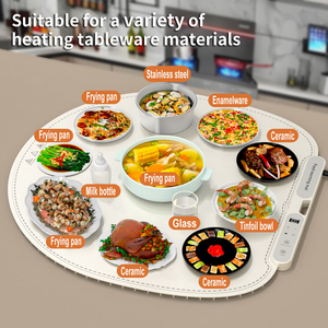 Tapis chauffant pour aliments pliable, chauffe-plat électrique rond, taille extra large, tapis de réchauffement pour vêtements ou assiettes avec 8 niveaux de minuterie - Product Image 4