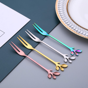 Thiết Kế Hình Lá Phong Cách Mới Nĩa Và Muỗng Bằng Thép Không Gỉ Đặt Nĩa Trái Cây Nhỏ Tráng Miệng Muỗng Cà Phê - Product Image 5