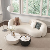 Chaise Longue Moderna Curva sin Brazos en Color Crema, Mueble Decorativo de Espuma de Alta Densidad para Sala de Estar o Vestíbulo de Hotel