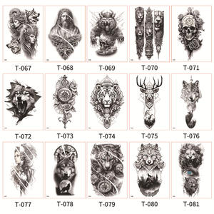 Tatuaje Temporal 3D para Adultos, Adhesivo para <span class=keywords><strong>Hombres</strong></span> y Mujeres, Diseño de León, Dragón, Calavera, <span class=keywords><strong>Cabeza</strong></span> de Lobo, Resistente al Agua, para Pecho, Brazo, Flores - Product Image 2