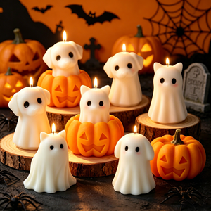 Stampo in Silicone Premium Riutilizzabile per Torte a Tema <span class=keywords><strong>Halloween</strong></span> (Fantasma, Gatto, Cane, Zucca) per Pasticceria Domestica e Candele Aromatiche - Product Image 1