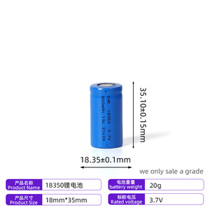 ITASS <span class=keywords><strong>18350</strong></span> recarregável 3.7V 800mah bateria de estado sólido com LiCoO2 Cathode 1000 ciclos tamanho pequeno e alto desempenho - Product Image 3