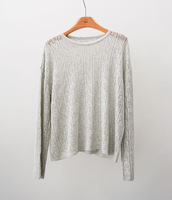 Cardigan en lin style Old Money à col rond et manches longues, tricot fin ajouré au crochet, coupe ample, idéal pour la climatisation