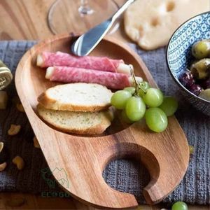 Bandeja de Madera de Acacia Ecológica Lacada para Servir Vino, Botellas, Copas, Queso, Charcutería, Fiestas y Eventos - Product Image 6