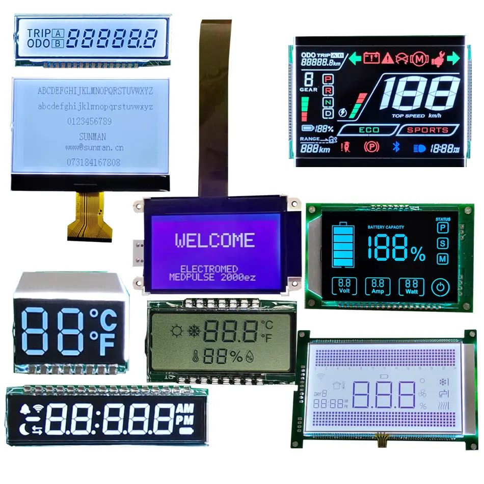 Monochrome LCD Display Manufacturer Custom TN Color Black VA HTN STN FSTN 7 Segment cog lcm LCD Screen Module for Thermostat