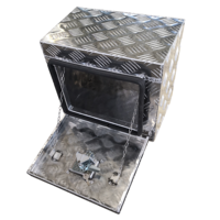 Boîte à outils portable en alliage d'aluminium robuste, étanche, 4 compartiments, verrouillable avec serrures en T, jusqu'à 100 L, pour le rangement dans le coffre de camion