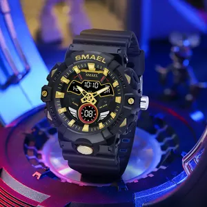 SMAEL montres pour hommes sport extérieur étanche montre Date LED visage alarme chronomètre pour hommes modèle 8085 avec boîte-cadeau