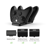 Base de Carga para Xbox ONE X/SLIM/Xbox Series X/S, Cargador Inalámbrico y con Cable para Dos Controles, Cubierta de Batería Mejorada