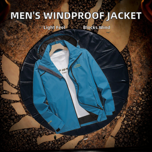 Veste coupe-vent imperméable à capuche pour homme, légère, pour la randonnée en plein air, la montagne, la pluie, respirante, avec fermeture éclair - Product Image 2