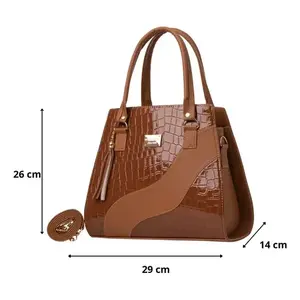 Bolso de Mano para Mujer Fana Marian, Color Camel, con Patrón de Cocodrilo, Cierre de Cremallera, Estilo Bandolera, para Uso Diario - Product Image 4