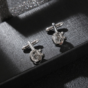 <span class=keywords><strong>Gemelos</strong></span> clásicos franceses, camisas de esmoquin, regalo de boda de negocios, joyería, Color dorado y plateado, Material de cobre, <span class=keywords><strong>gemelos</strong></span> con <span class=keywords><strong>nudo</strong></span> - Product Image 6