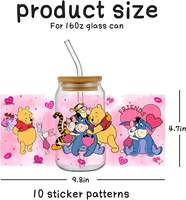 Autocollants de transfert UV DTF pour tasse 16oz Autocollants de décalcomanie pour tasse en verre