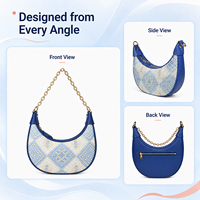 Sac Hobo en Cuir Véritable Tressé Géométrique à Fermeture Éclair, Motif Tribal Personnalisé, Sac Bandoulière Croisé pour Femme, Idéal pour les Voyages Quotidiens - Grande Vente