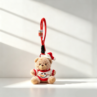 Porte-clés en peluche ours de Noël saisonnier avec pull tricoté à la main, mascotte renne fantaisie pour cadeau de Noël dans le bas de la cheminée