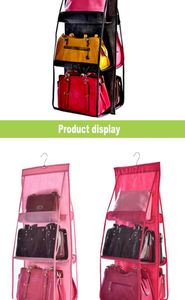Wholesale Non-Woven Fabric 6-Pocket Handbag Organizer with Transparent Window Moisture-Proof <b>Hanging</b> Storage Bag - Product Image 3