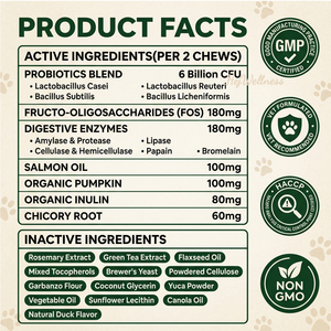 OEM Friandises à Mâcher Tendres à l'Inuline de Citrouille et à la Racine de Chicorée, Enzymes Digestives, Favorisent le Transit <span class=keywords><strong>pour</strong></span> <span class=keywords><strong>Chiens</strong></span> de Toutes Races, Santé Digestive Quotidienne - Product Image 2