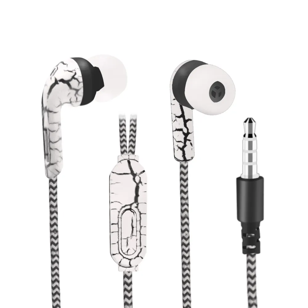 Crack Earphone 3.5ミリメートルWired Crack Braided Earphone HeadsetとMic Control iphone