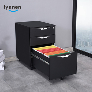 خزانة متحركة من IYANEN بثلاثة أدراج، خزانة فولاذية لتخزين الملفات المكتبية مع عجلات - Product Image 2