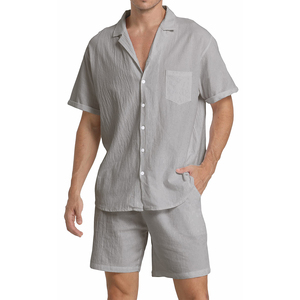 Shinesia ODM da <span class=keywords><strong>uomo</strong></span> di alta qualità cotone Casual camicia a maniche corte Set personalizzato due pezzi colletto di <span class=keywords><strong>lino</strong></span> <span class=keywords><strong>abbigliamento</strong></span> di <span class=keywords><strong>lino</strong></span> - Product Image 6