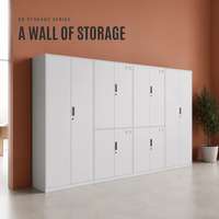 Armoire de rangement en métal à 2 portes avec étagères réglables pour bureau et atelier