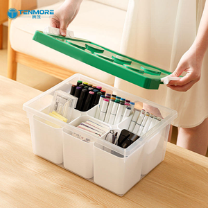 <span class=keywords><strong>Caja</strong></span> de Almacenamiento Transparente para Bloques de Construcción con 6 Compartimentos Divididos, Organizador Doméstico Multiusos - Product Image 4