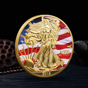 Pièces de collection Statue de la Liberté, Médaille de collection Statue de la Liberté en métal, impression couleur, gaufrée, plaquée or - Product Image 4