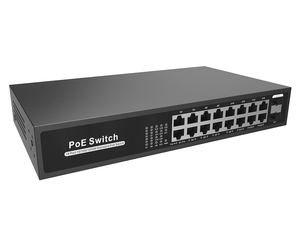 Switch de Fibra PoE No Administrado con 16 Puertos 10/100/1000M + 2 Puertos SFP de Enlace Ascendente de 1000M con Certificación CCC, CE, FCC, RoHS - Product Image 1