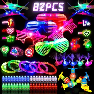 Nicro Neon Style Light Up Glasses Bracelets Finger Lights Hairpins Party Favors For Kids Adults Glow In Dark Party Supplies