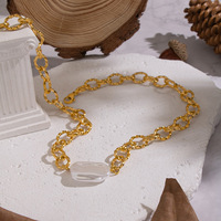 Collier avec pendentif en perle naturelle de grande taille, chaîne à maillons texturés épais en acier inoxydable plaqué or véritable 18 carats, nouvelle arrivée 2025