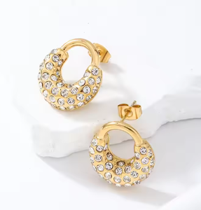 Pendientes de Aro Minimalistas Franceses de Moda para Mujer, Estilo Retro, Hebilla de Oreja con Diseño Geométrico Irregular de Acero Inoxidable - Product Image 3