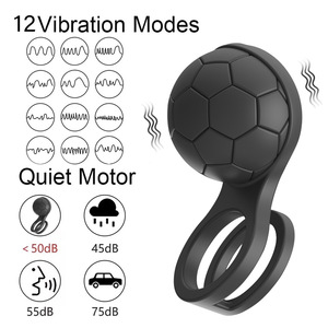 Ferngesteuerter Vibrations-Penisring mit Kugeldesign aus Silikon für Männer zur Verzögerung der Ejakulation Paar-Sexspielzeug Klitoris-<span class=keywords><strong>Stimulator</strong></span> - Product Image 2
