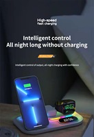 Chargeur sans fil multifonctionnel 30W RGB LED 3-en-1 Station de charge magnétique pliable avec veilleuse pour iPhone et Samsung
