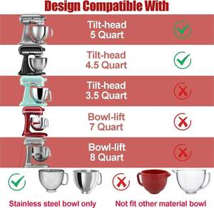 Inserto in Silicone per <span class=keywords><strong>Ciotola</strong></span> da 5 Qt per Mixer <span class=keywords><strong>Kitchenaid</strong></span> con Coperchio, Protezione per <span class=keywords><strong>Ciotola</strong></span> Impastatrice, Rivestimenti in Silicone Non Tossico - Product Image 5