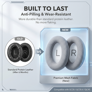 Coussinets de remplacement QuietComfort 35 en cuir protéiné pour écouteurs QC25, QC15, AE2, <span class=keywords><strong>QC45</strong></span> – Réduction du bruit - Product Image 4