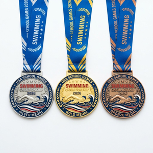 Medalla de Natación Personalizada de Aleación de Zinc con Relieve 3D de Alta Definición y Esmalte Suave para Torneos Deportivos Universitarios - Product Image 1