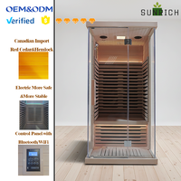 Sauna compact en hemlock pour 1 personne, infrarouge lointain, avec éclairage LED – Excellent rapport qualité-prix