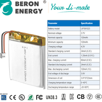 Batterie polymère au lithium 3,7 V 120 mAh, batterie LiPo en pochette, ultra-fine, mini, rechargeable, OEM personnalisée pour étui de charge d'écouteurs TWS