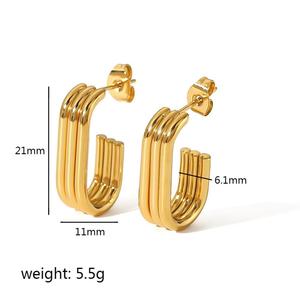 Pendientes Geométricos en Forma de U, Acero Inoxidable Chapado en Oro de 18K, Joyería de Moda para Uso Diario de Mujer - Product Image 4