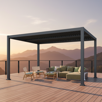 Pergola en aluminium avec toit à lames orientables et stores latéraux amovibles, pavillon flexible acceptant les petites commandes pour toutes les saisons