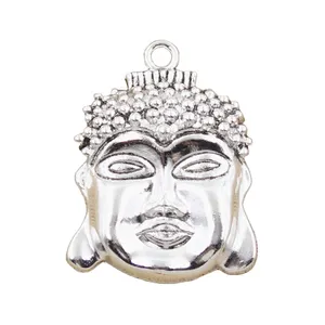 Charms tathagata Buddha Head 40x30mm Mặt Dây màu bạc Tây Tạng đồ trang sức cổ làm đồ thủ công thủ công tự làm