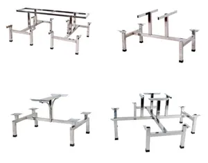 Stainless Steel Dining Set 4/6/8 Seats Children School Canteen Table And Chair For Restaurant Design Metal Legs For Furniture