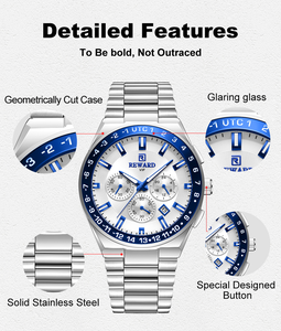 Reloj de Lujo Reward 813150M de Cuarzo Multifuncional, Resistente al Agua, con Calendario, Luminoso, Cronógrafo, para Hombre - Product Image 6