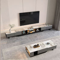 Ensemble de meubles TV modernes, table basse ronde et meuble TV combinés, style crème français
