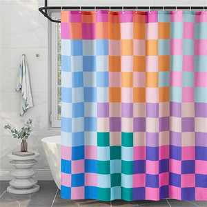 Cortina <span class=keywords><strong>de</strong></span> ducha <span class=keywords><strong>de</strong></span> <span class=keywords><strong>tela</strong></span> a cuadros multicolor, resistente al agua, arcoíris, colorida Cortina <span class=keywords><strong>de</strong></span> ducha estética moderna para <span class=keywords><strong>Baño</strong></span> - Product Image 6