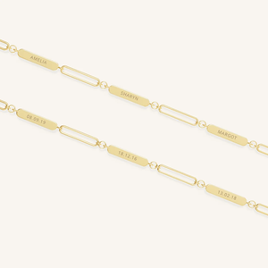 Collier personnalisé à plusieurs noms avec chaîne trombone en acier inoxydable plaqué or 18 carats, cadeau de bijoux <span class=keywords><strong>pour</strong></span> la fête des Mères - Product Image 6