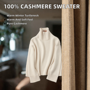 Premium Women Cashmere <b>Turtleneck</b> <b>Sweater</b> Soft Warm Knit Pullover Winter Casual Solid Logo OEM Private Label Wholesale - Product Image 2