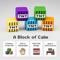 Cube en mousse PU souple Pixel TNT Block Squeeze, 5 couleurs vives, décoration de bureau pour jeux, jouets anti-stress