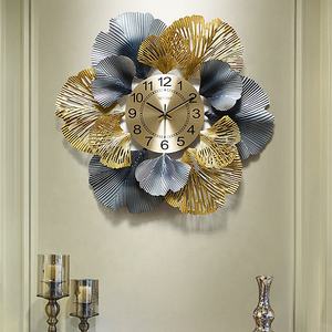 3D Handmade <strong>80cm</strong> Metal Ginkgo Luxury <strong>Wall</strong> <strong>Clock</strong> for Home Decoration Reloj De Pared - Product Image 1