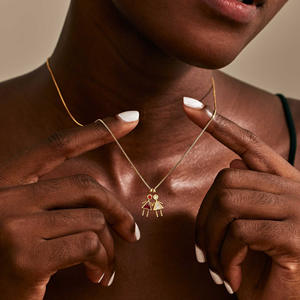 रंगीन 12 जन्मदिन के छोटे लड़के लड़की महिलाओं के पेलेंट हार 18k सोने की प्लेटेड ज़िरकोनिया मिनी प्यारा पीतल गहने थोक - Product Image 3